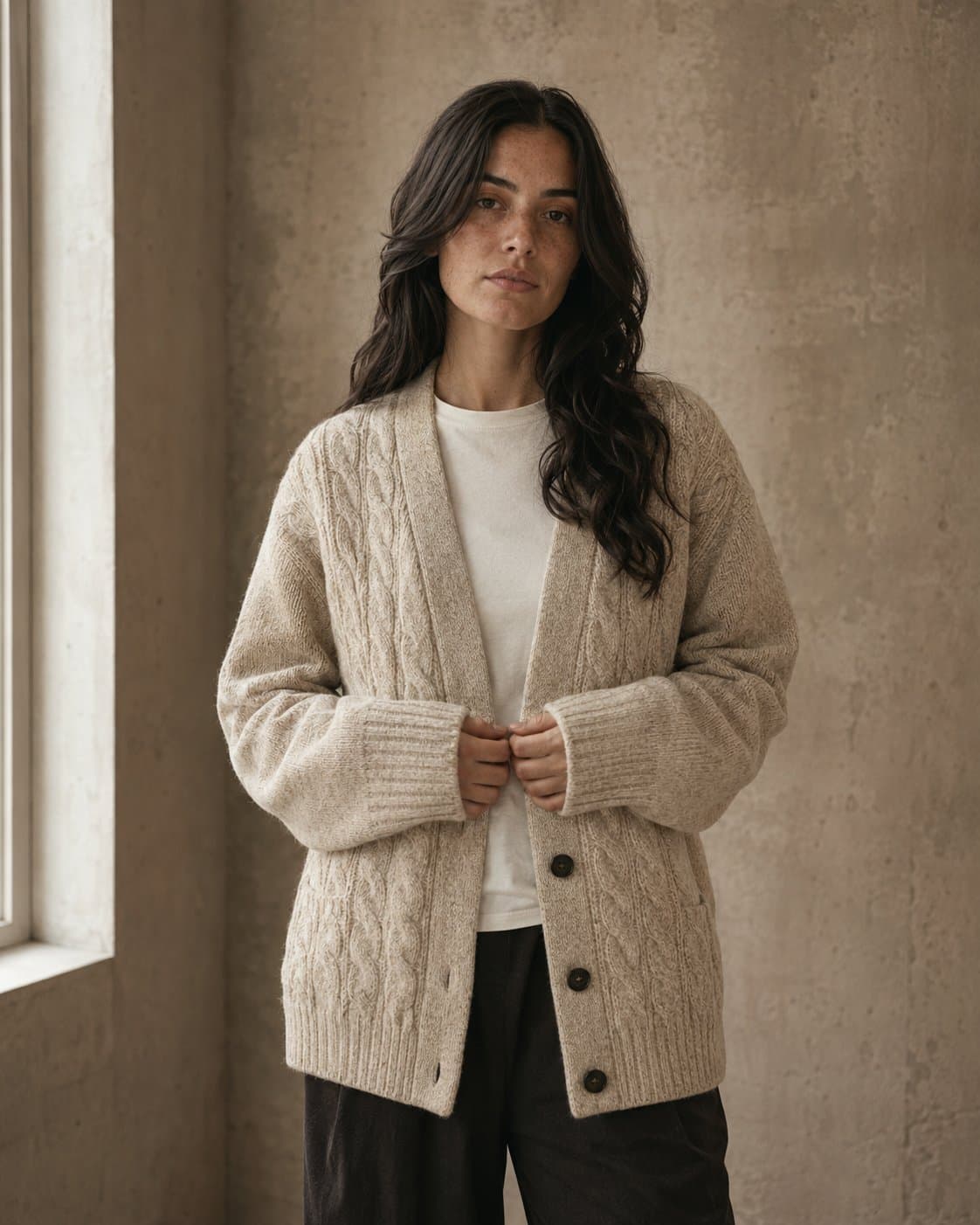 Cable-knit cardigan