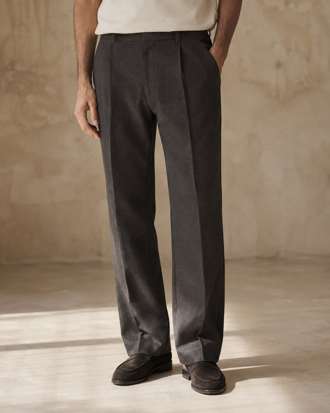 Pleated tailored trouser — men's cut